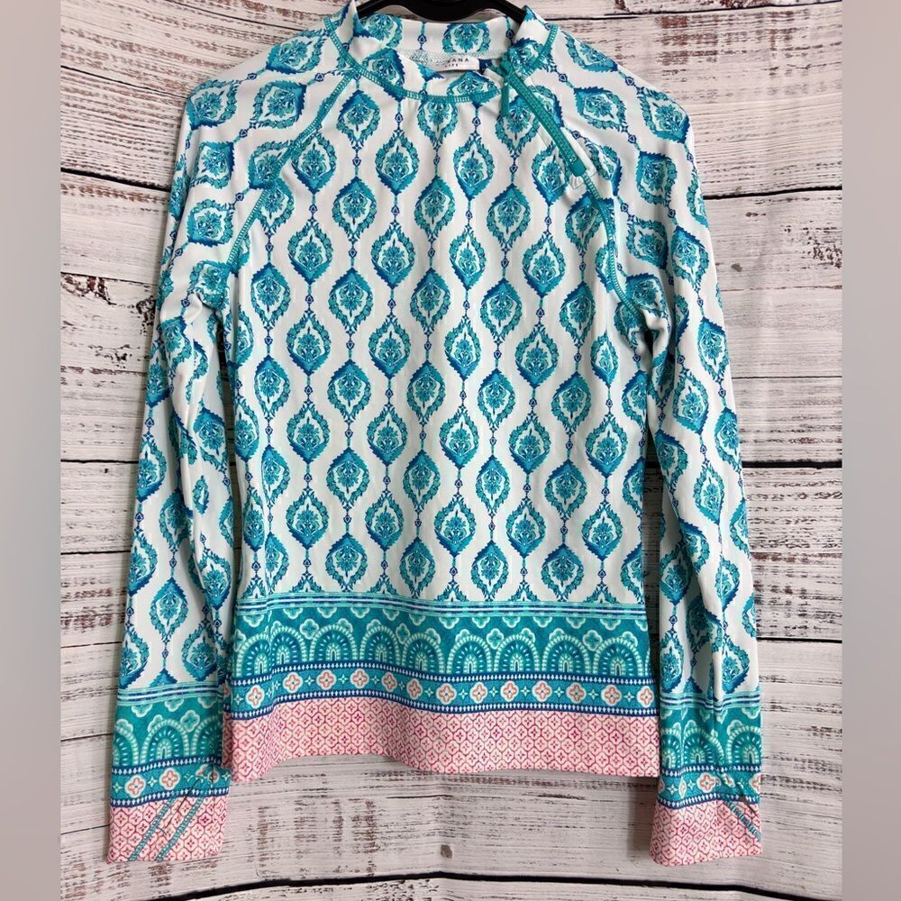Cabana life Rash guard Womens Size Small striped 1/4 zip UPF‎ 50+ Swim Surfing